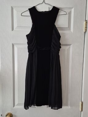 Jacob Black Sleeveless Velvet & Chiffon Mini Dress